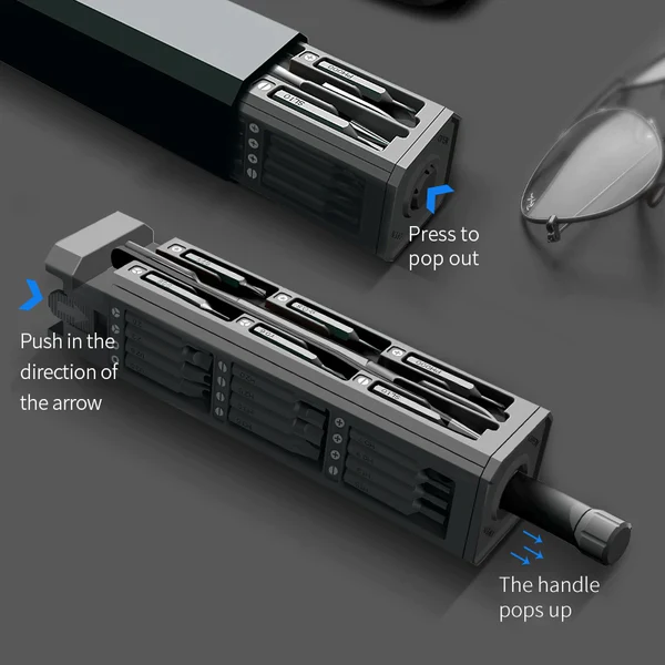 46-in-1 COMPACT PRECISION SCREWDRIVER SET WITH PUSH EJECT